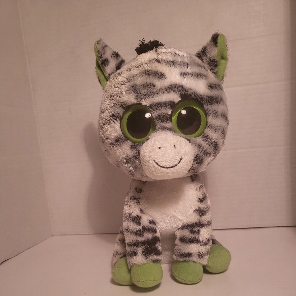 Ty Beanie Boos Zig-Zag The Zebra 9" Plush Green Eyes (No Tag)